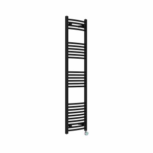 Fjord 1600 x 400mm Curved Black Thermostatic Touch Control Electric Heated Towel Rail