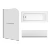 Sawley 1700 x 700mm Straight Bath Single Ended with Front Panel and Round Chrome Bath Screen with Towel Rail