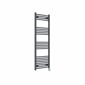 Fjord 1400 x 500mm Curved Anthracite Thermostatic Touch Control Wifi Electric Heated Towel Rail