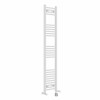 Fjord 1600 x 300mm Dual Fuel Curved White Thermostatic Electric Heated Towel Rail