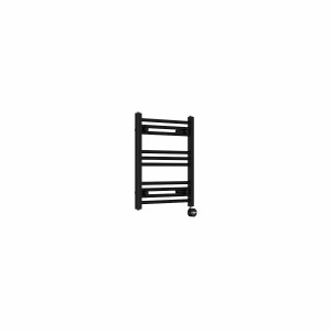 Bergen 600 x 500mm Straight Black Thermostatic Touch Control Electric Heated Towel Rail