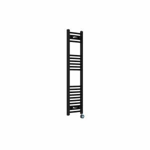 Fjord 1200 x 300mm Curved Black Thermostatic Touch Control Wifi Electric Heated Towel Rail