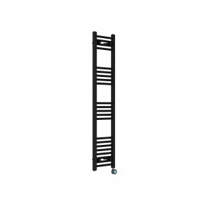 Bergen 1400 x 300mm Straight Black Thermostatic Touch Control Electric Heated Towel Rail
