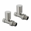 15mm Round Head Brushed Nickel Straight Radiator Valves