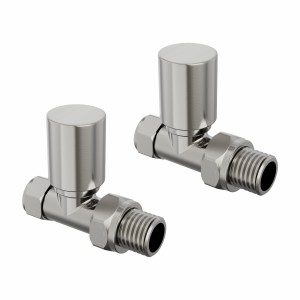 15mm Round Head Satin Nickel Straight Radiator Valves
