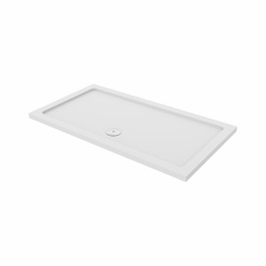 Essentials Anti-Slip 1300 x 800mm Rectangle Stone Shower Tray White