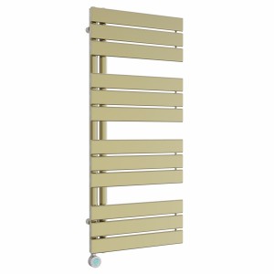Kristiansund 1126 x 500mm Brushed Brass Thermostatic Touch Control Wifi Electric Heated Towel Rail