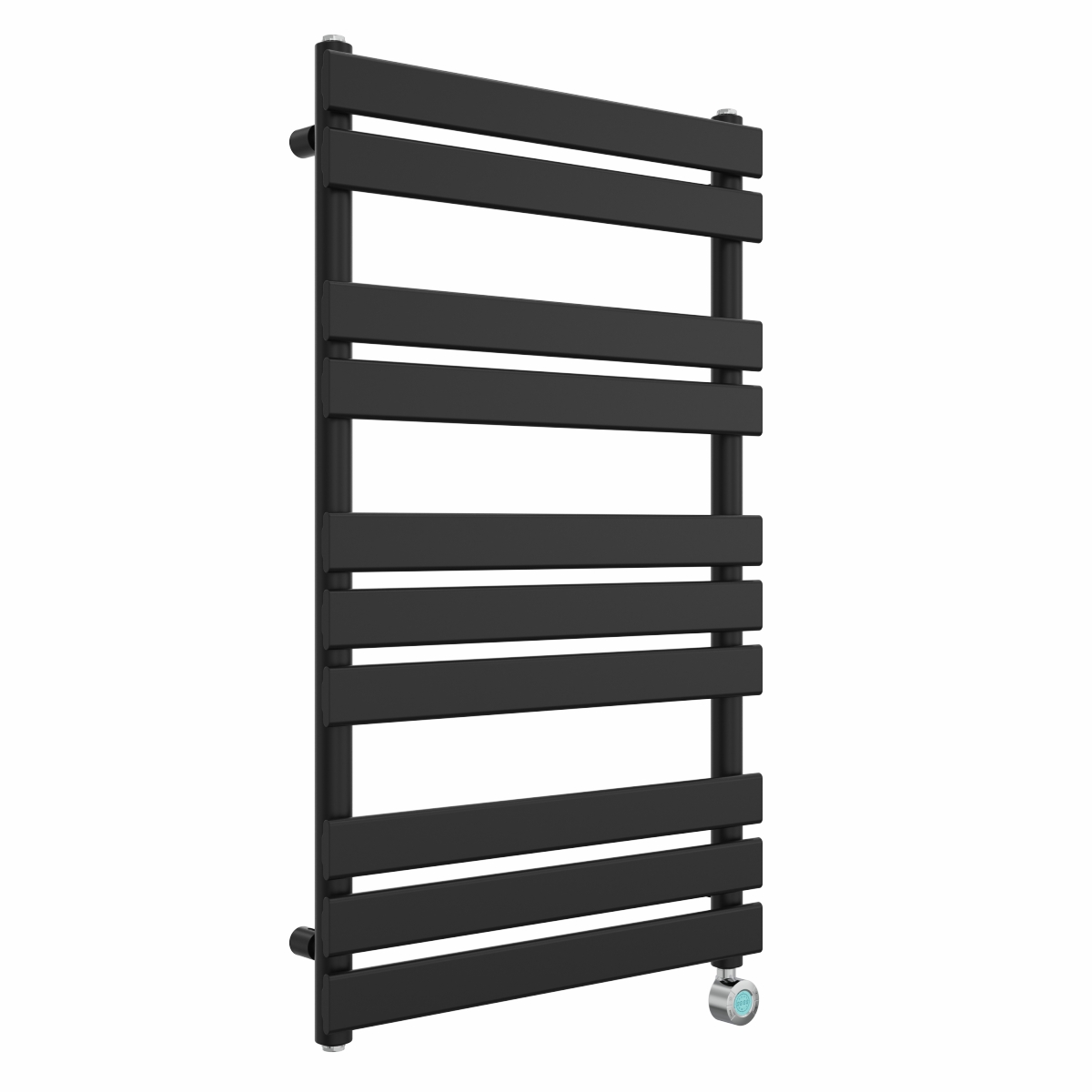 Juva 1000 x 600mm Satin Black Flat Panel Thermostatic Touch Control Wifi Electric Heated Towel Rail