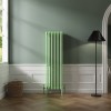 Bern 1500 x 470mm Traditional Pastel Green Vertical Four Column Radiator