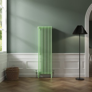 Bern 1500 x 470mm Traditional Pastel Green Vertical Four Column Radiator