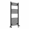 Bergen 1200 x 500mm Dual Fuel Straight Black Thermostatic Electric Heated Towel Rail