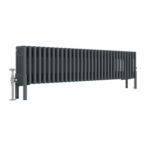 Bern 300 x 1460mm Anthracite Four Column Horizontal Traditional Radiator