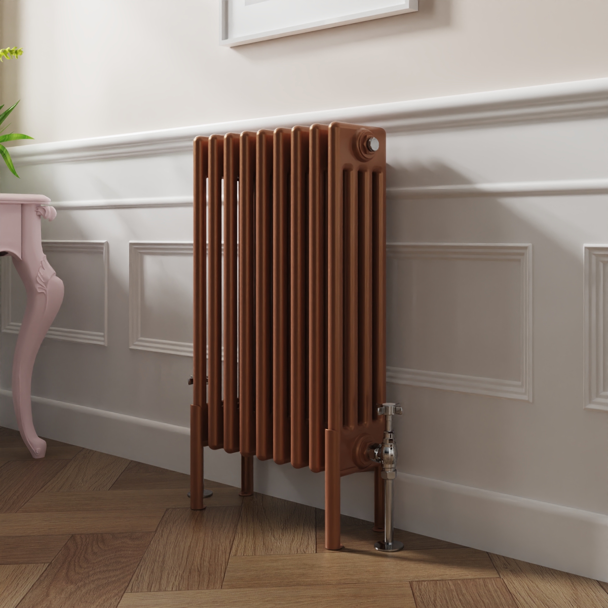 Bern 600 x 425mm Traditional Metallic Bronze Horizontal Four Column Radiator