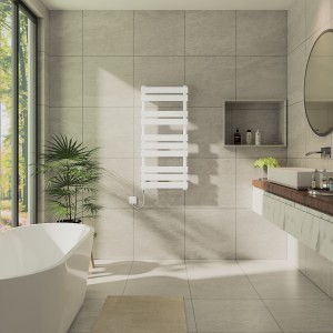 Juva 1000 x 450mm White Flat Panel Simple Electric Heated Towel Rail