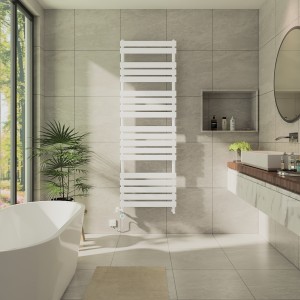 Juva 1800 x 600mm Dual Fuel White Flat Panel Thermostatic Touch Control Wifi Electric Heated Towel Rail
