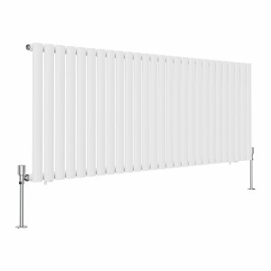 Norden 600 x 1594mm White Single Horizontal Oval Tube Designer Radiator