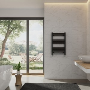 Bergen 800 x 500mm Straight Black Heated Towel Rail