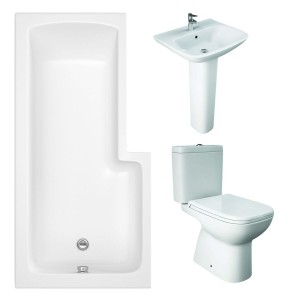 RAK Origin Modern Bathroom Suite with L-Shape Shower Bath - Left Hand - 1700mm