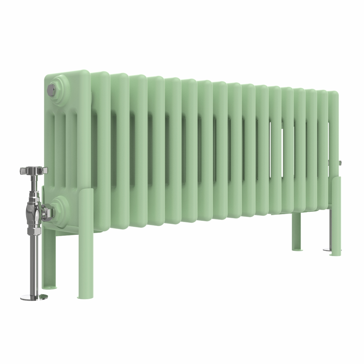 Bern 300 x 830mm Traditional Pastel Green Horizontal Four Column Radiator