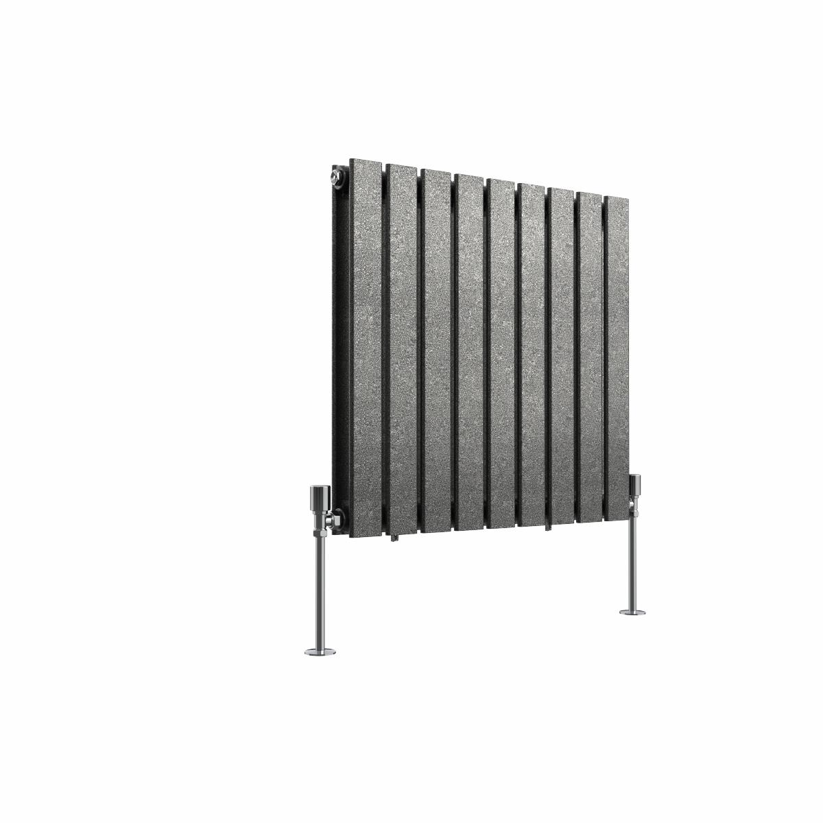 Karlstad 600 x 614mm Black Silver Double Horizontal Flat Panel Designer Radiator