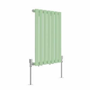 Norden 600 x 414mm Pastel Green Single Oval Column Horizontal Designer Radiator