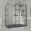 Wasdale 1200mm Wet Room Screen with 1200mm Wet Room Screen - Black Grid