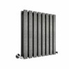 Lulea 600 x 550mm Black Silver Double Flat Panel Horizontal Designer Radiator