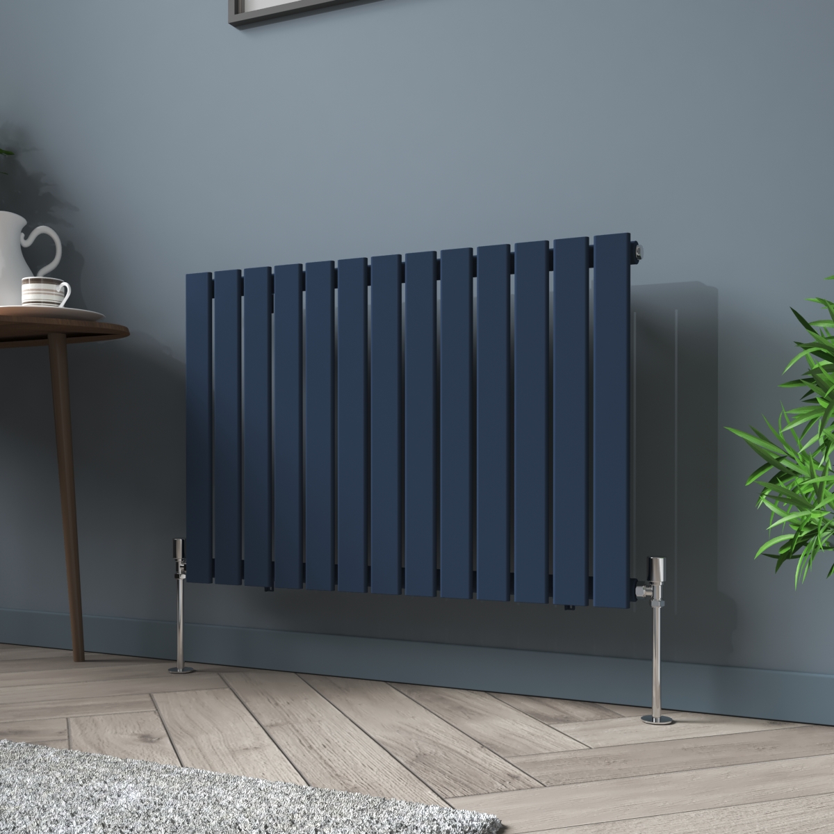Karlstad 600 x 886mm Sapphire Blue Single Horizontal Flat Panel Designer Radiator