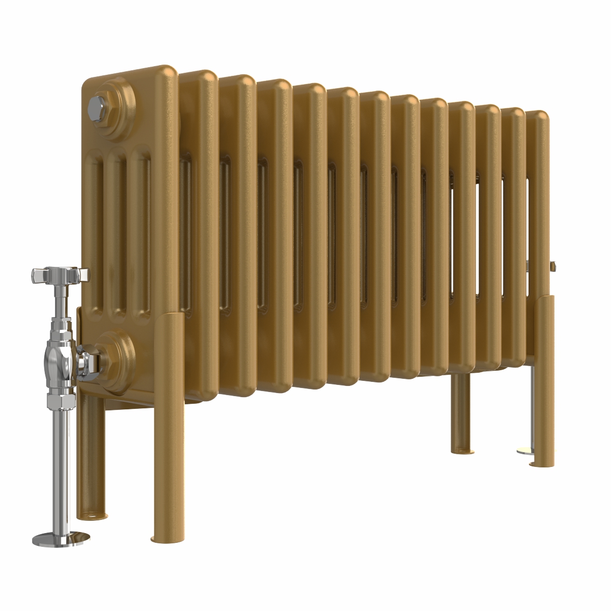 Bern 300 x 605mm Traditional Metallic Gold Horizontal Four Column Radiator