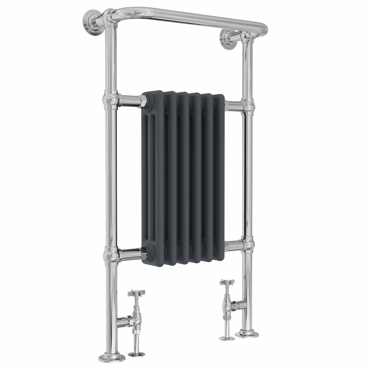 Salzburg Traditional Victorian 952 x 568mm Chrome & Grey Towel Rail Radiator
