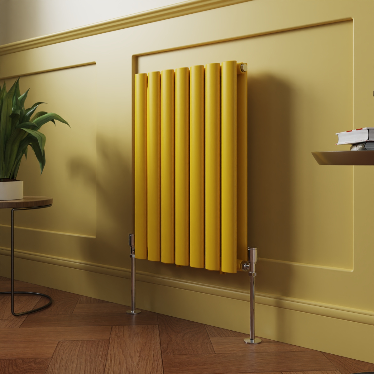Norden 600 x 414mm Zinc Yellow Double Horizontal Oval Column Designer Radiator
