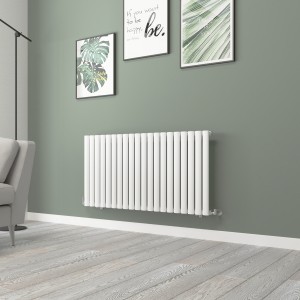Norden 600 x 1181mm White Single Horizontal Oval Tube Designer Radiator