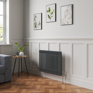 Bern 600 x 830mm Anthracite Double Column Horizontal Traditional Radiator