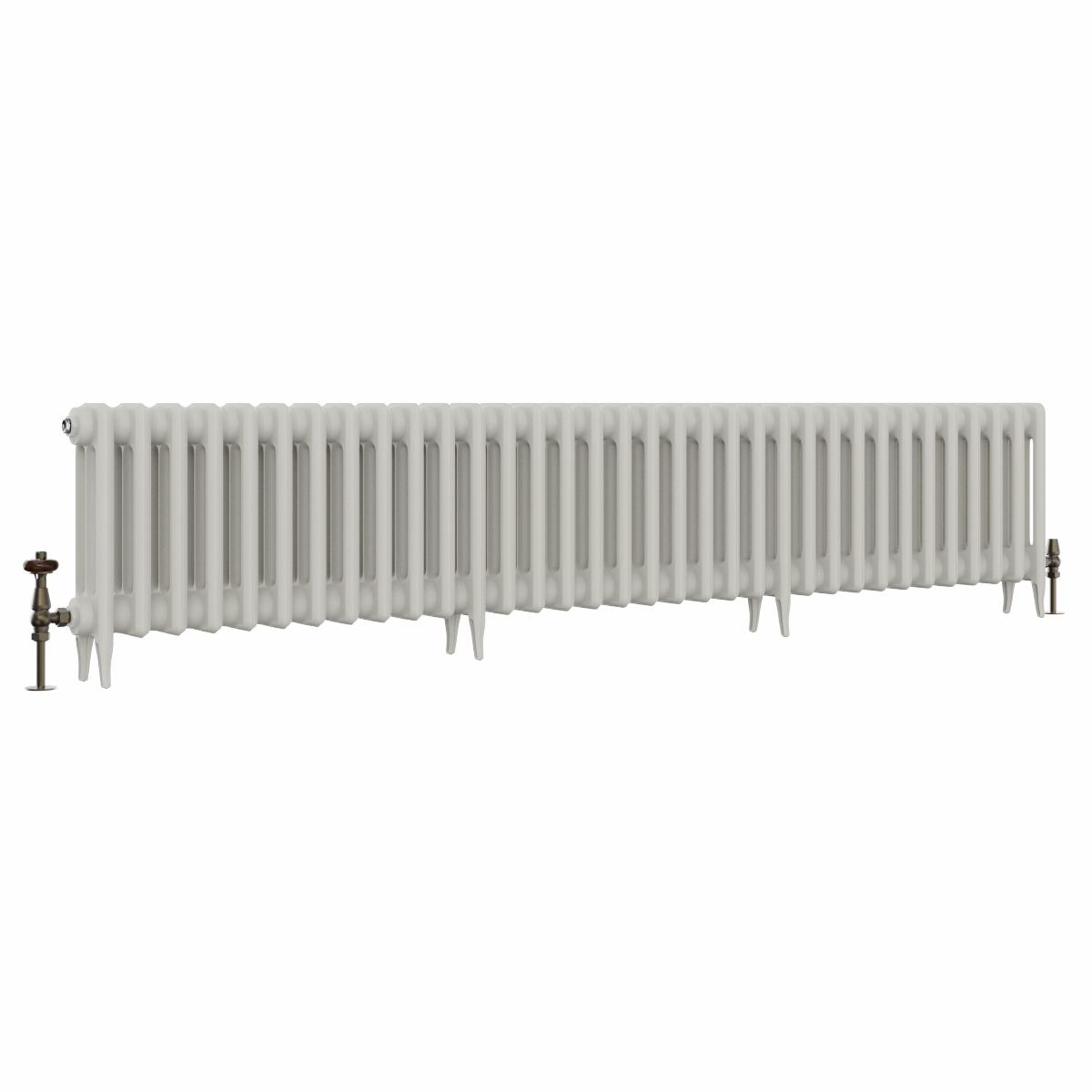 Classic  450 x 2142mm Porcelain White Triple Column Cast Iron Radiator - 34 Sections