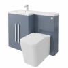 Calm Gloss Grey Left Hand Combination Vanity Unit Basin L Shape with Back to Wall Cordoba Square Toilet & Soft Close Seat & Concealed Cistern - 1100mm