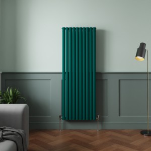 Norden 1600 x 591mm Blue Green Double Oval Column Vertical Designer Radiator