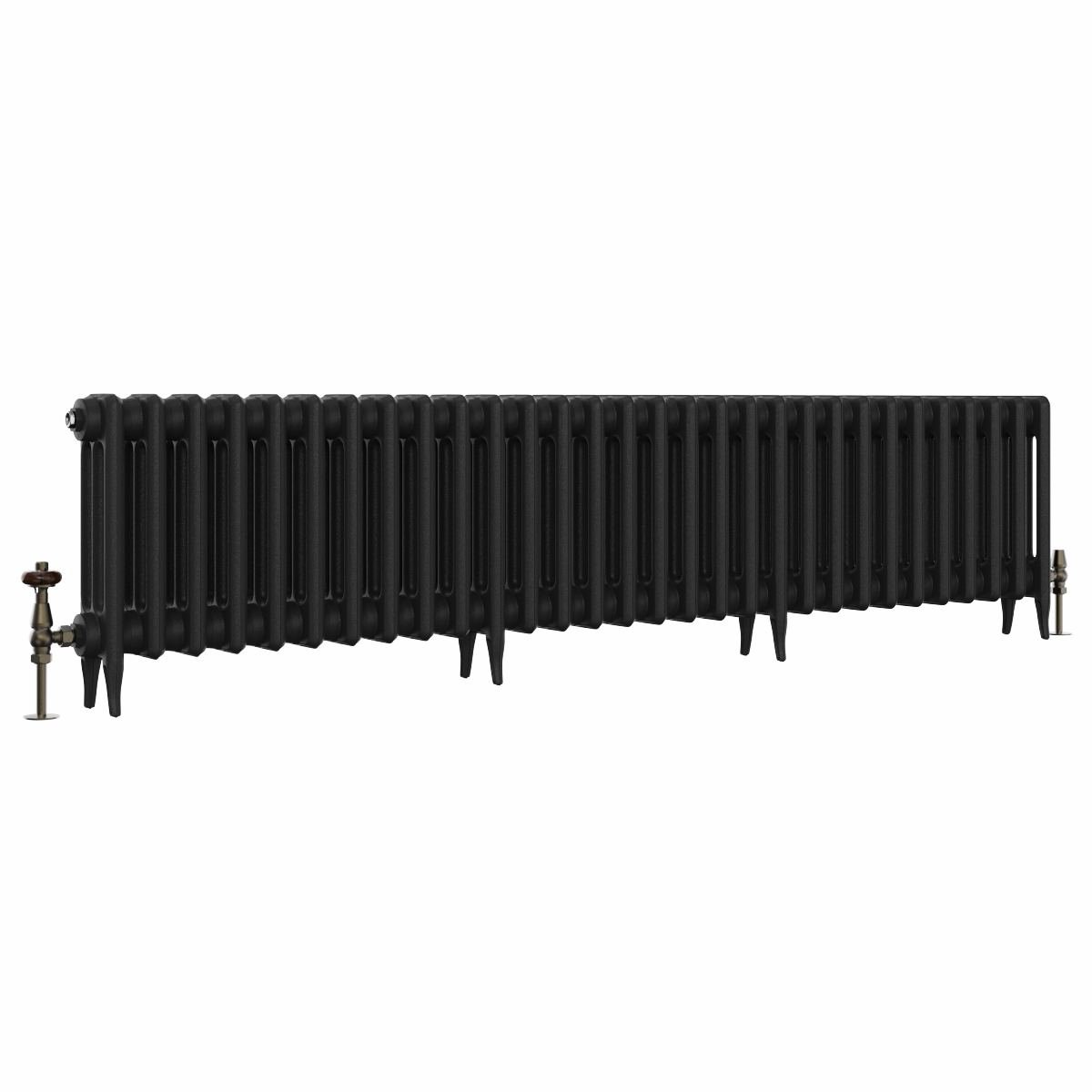 Classic 450 x 1894mm Black Primered Finish Triple Column Cast Iron Radiator - 30 Sections