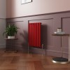 Norden 600 x 414mm Signal Red Single Oval Column Horizontal Designer Radiator