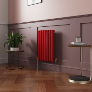 Norden 600 x 414mm Signal Red Single Oval Column Horizontal Designer Radiator