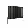 Bern 600 x 1010mm Black Silver Triple Column Horizontal Traditional Radiator