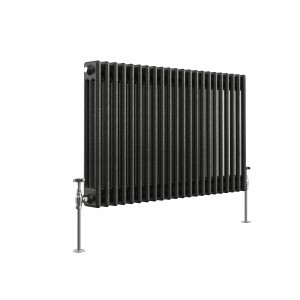 Bern 600 x 1010mm Black Silver Triple Column Horizontal Traditional Radiator
