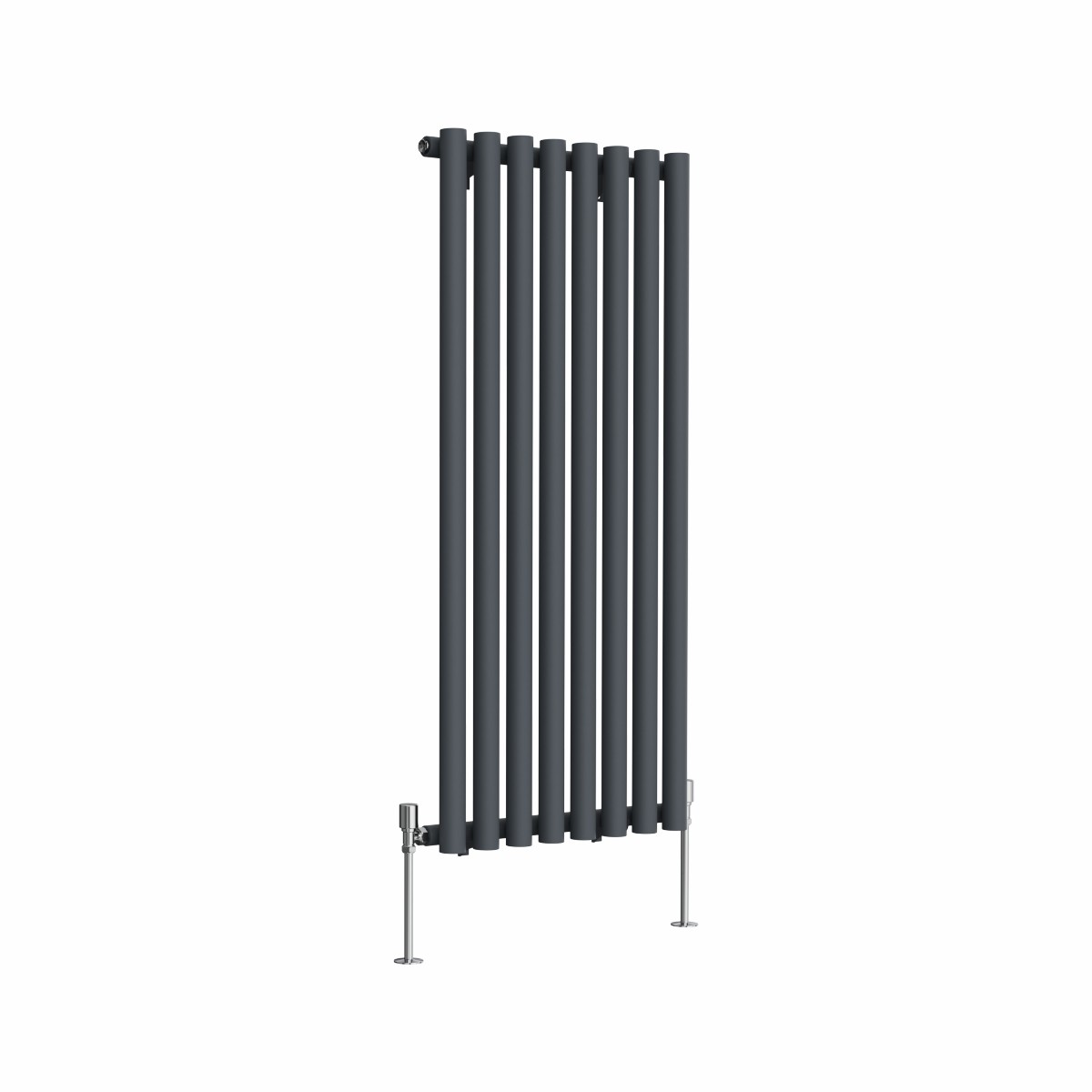 Voss 1200 x 545mm Anthracite Single Vertical Round Tube Designer Radiator
