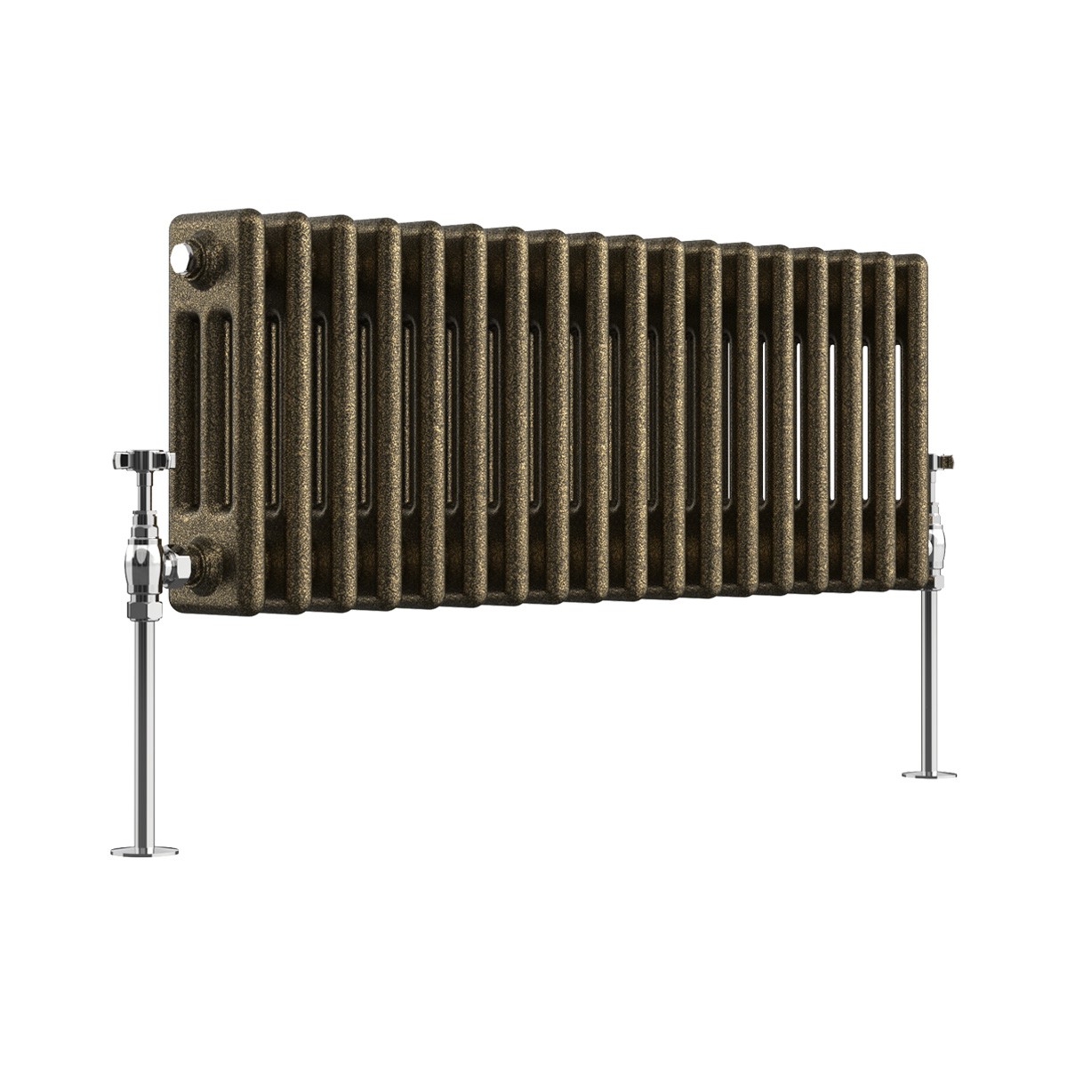 Bern 300 x 830mm Black Gold Triple Column Horizontal Traditional Radiator