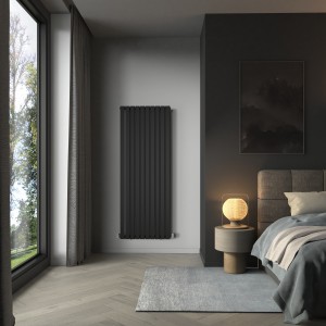 Karlstad 1800 x 682mm Black Single Vertical Flat Panel Designer Radiator