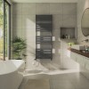 Juva 1600 x 600mm Dual Fuel Sand Grey Flat Panel Thermostatic Touch Control Wifi Electric Heated Towel Rail