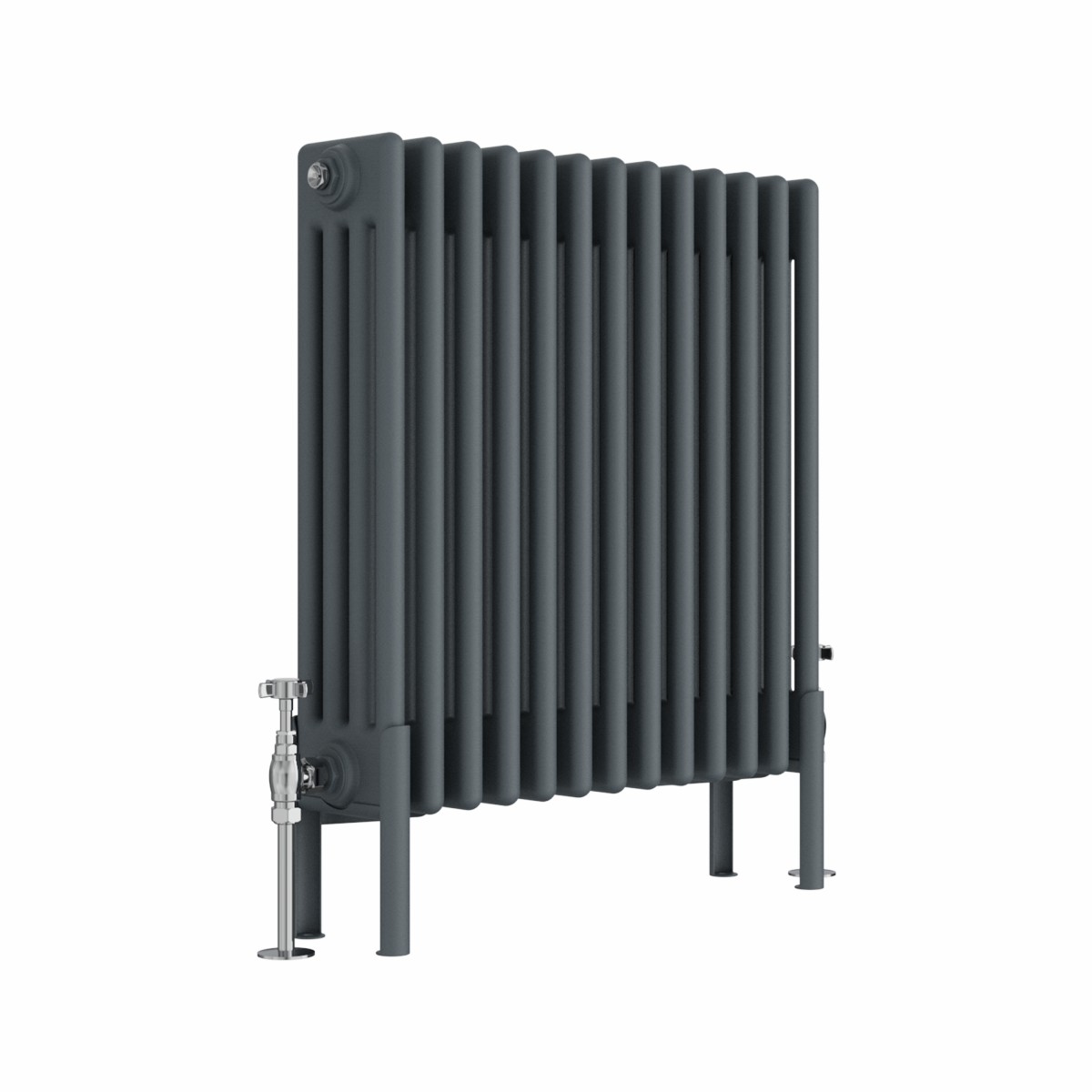 Bern 600 x 605mm Anthracite Four Column Horizontal Traditional Radiator