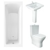 RAK Resort Mini Closed Back Toilet with 550mm Basin Modern Bathroom Suite and Single Ended Bath - 1700 x 700mm