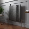 Norden 600 x 591mm Black Silver Single Horizontal Oval Column Designer Radiator