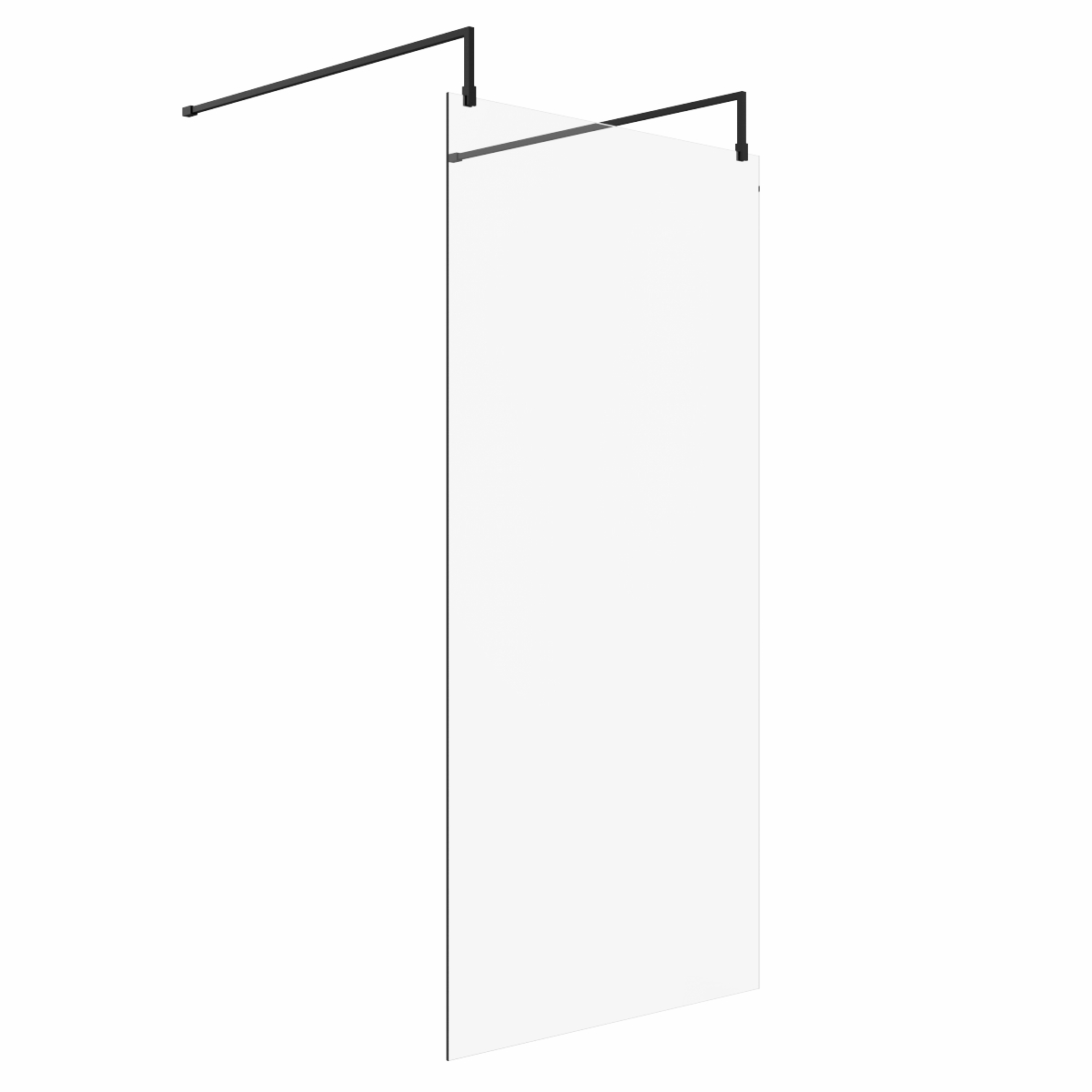 Wasdale 1000mm Black Walk Through Wet Room Screen With L-Shape Support Arms