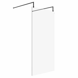 Wasdale 1000mm Black Walk Through Wet Room Screen With L-Shape Support Arms